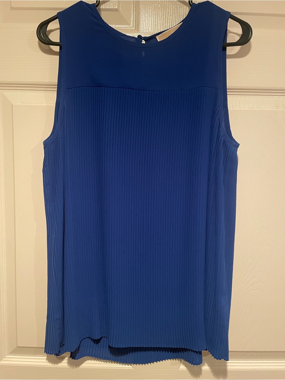 Michael Kors Sleeveless Pleated Midi Dress in Cobalt Blue